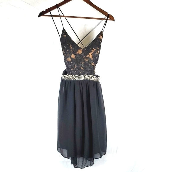 City Studio Black‎ Lace Open Back Dress - Picture 2 of 9